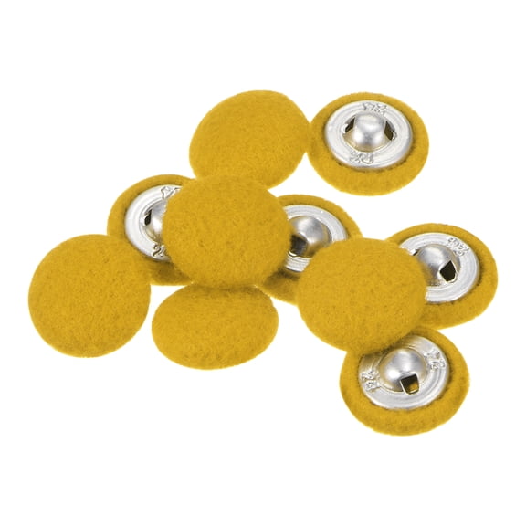 Uxcell 10pcs 24L Fabric Cloth Covered Button 15mm Round Holes Metal Shank Sewing Buttons for Suits Dress Blouses, Yellow