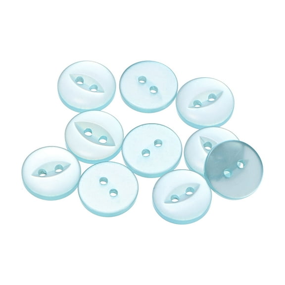 Uxcell 10pcs 24L Lake Blue Round Sewing Buttons 15mm 5/8" Resin 2-Hole Fish Eye Craft Replacement Button