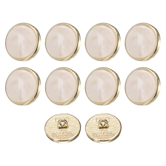 Uxcell 10pcs 24L Metal Pattern Round Sewing Buttons 15mm 5/8" Arrow Pattern Resin Craft Replacement Button for Sewing Clothing and DIY,  White