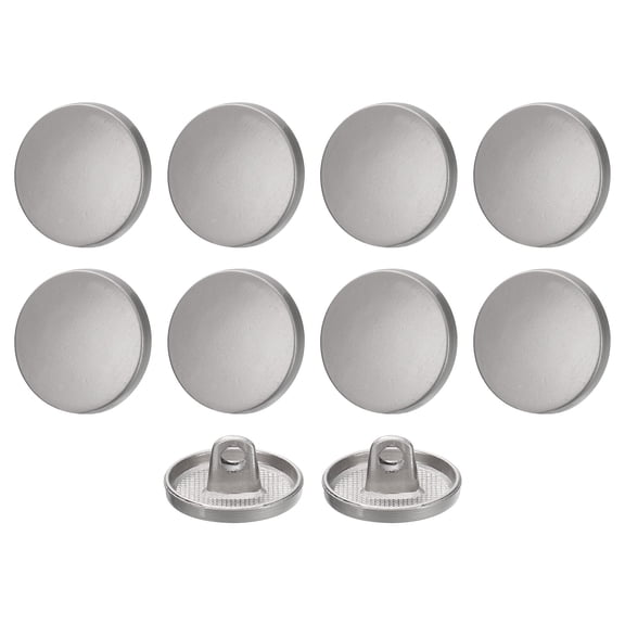 Uxcell 10pcs 24L Metal Round Flat Button Sewing Buttons 15mm Alloy Shank Craft Replacement Button for Men Women Suit Coat Shirt, Grey