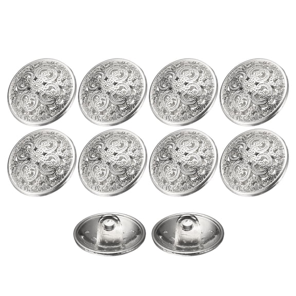 Uxcell 10pcs 24L Metal Round Hollow Sewing Buttons 15mm 5/8" Zinc Alloy Clothes Craft Replacement Button for Men Women Coat Uniform Shirt Suit, Silver Tone