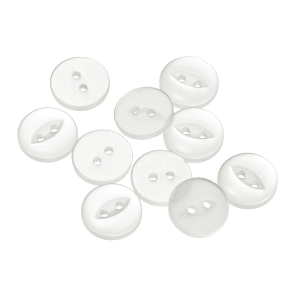 Uxcell 10pcs 24L White Round Sewing Buttons 15mm 5/8" Resin 2-Hole Fish Eye Craft Replacement Button