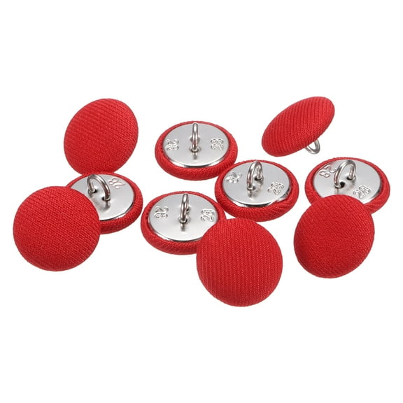 Uxcell 10pcs 28L Fabric Cloth Covered Button 18mm 11/16" Round Metal Shank Satin Sewing DIY Craft Buttons for Bridal Wedding Suits Dress Blouses Sweaters, Red