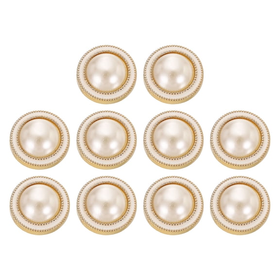 Uxcell 10pcs 28L Gold Faux Pearl Buttons 18mm 23/32" Plastic Round Sewing Button Replacement Craft Fastener for Coats Clothing DIY Decoration Crafts #2