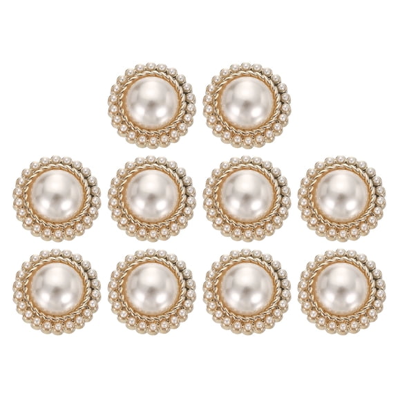 Uxcell 10pcs 28L Gold Faux Pearl Buttons 18mm 23/32" Plastic Round Sewing Button Replacement Craft Fastener for Coats Clothing DIY Decoration Crafts #17