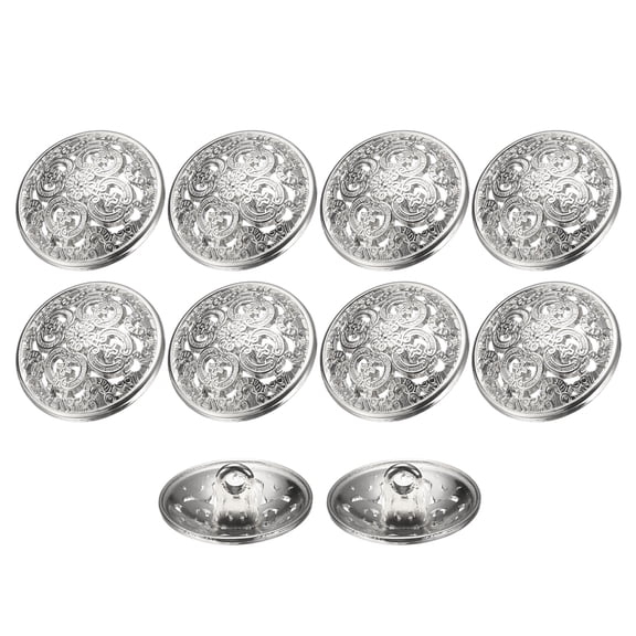Uxcell 10pcs 28L Metal Round Hollow Sewing Buttons 18mm 11/16" Zinc Alloy Clothes Craft Replacement Button for Men Women Coat Uniform Shirt Suit, Silver Tone