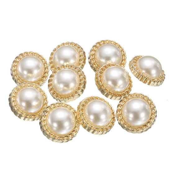 Uxcell 10pcs 28L Pearl Gold Metal Sewing Buttons 18mm 11/16" Round Women Coat Buttons with Plastic Shank Replacement DIY Button for Sewing Clothing Sweater Decoration Craft, #2