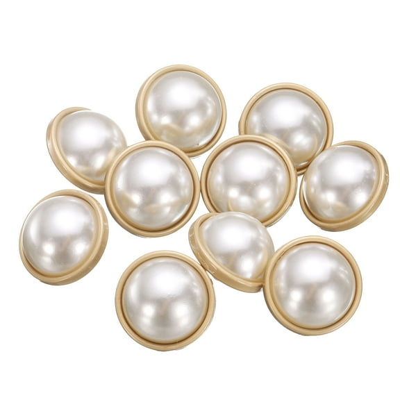 Uxcell 10pcs 28L Pearl Gold Metal Sewing Buttons 18mm 11/16" Round Women Coat Buttons with Plastic Shank Replacement DIY Button for Sewing Clothing Sweater Decoration Craft, #1