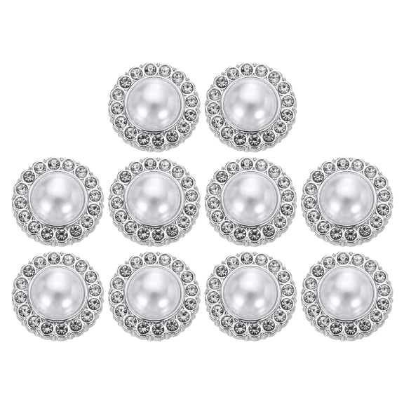 Uxcell 10pcs 28L Silver Faux Pearl Buttons 18mm 23/32" Plastic Round Sewing Button Replacement Craft Fastener for Coats Clothing DIY Decoration Crafts #8