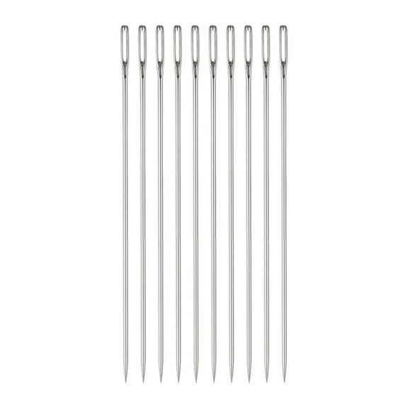 Uxcell 10pcs 3.94 inch Upholstery Needles Large Eye Stitching Needles Stainless Steel Straight Hand Sewing Needles