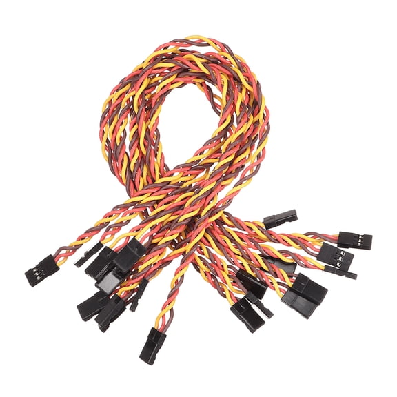 Uxcell 10Pcs 3-Pin Servo Extension Cable Cord Connectors Wire Male to Male 22AWG 60-Cores Servo Receiver Wire