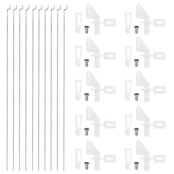 Uxcell 10pcs 304 Stainless Steel 1.2x210mm Z Push Rods Parts, 10pcs Nylon Control Horns for DIY RC Car Boat Airplane