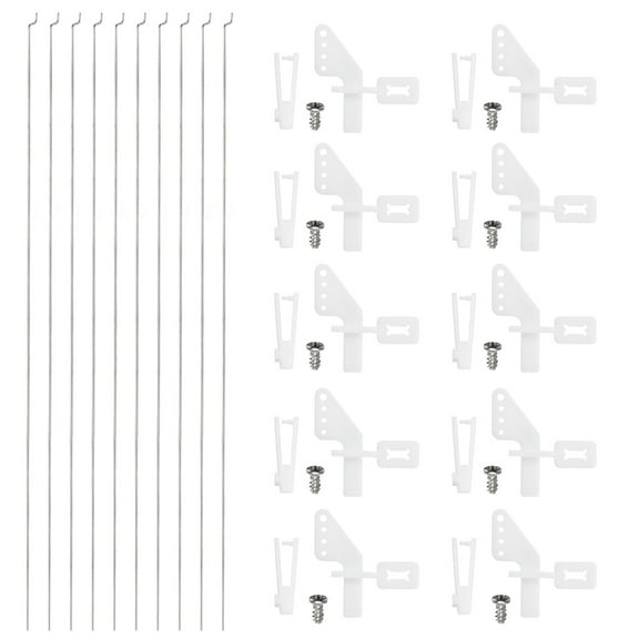 Uxcell 10pcs 304 Stainless Steel 1.2x450mm Z Push Rods Parts, 10pcs Nylon Control Horns for DIY RC Car Boat Airplane