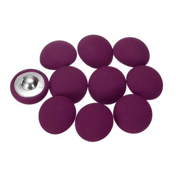 Uxcell 10pcs 32L Fabric Cloth Covered Button 20mm 4/5" Metal Shank Round Sewing DIY Buttons Craft Replacement Button for Sewing Clothing Suits Coats Blouses Sweaters, Grape Purple