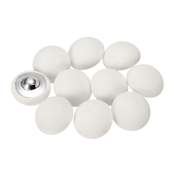 Uxcell 10pcs 32L Fabric Cloth Covered Button 20mm 4/5" Metal Shank Round Sewing DIY Buttons Craft Replacement Button for Sewing Clothing Suits Coats Blouses Sweaters, Cream White