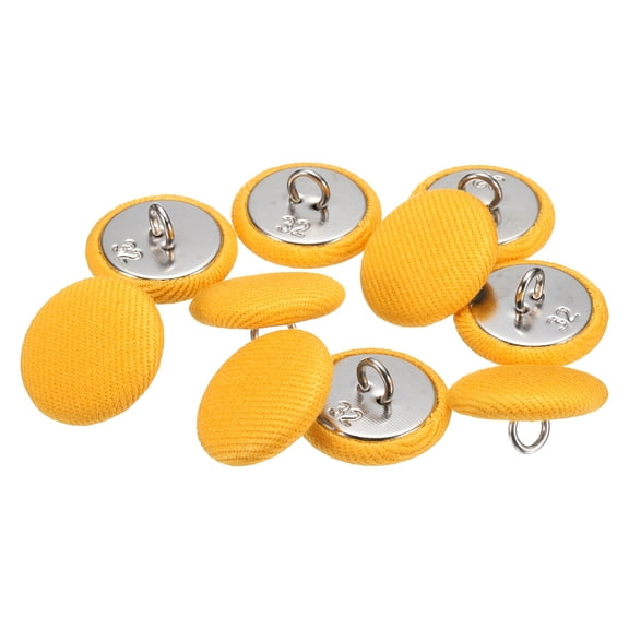 Uxcell 10pcs 32L Fabric Cloth Covered Button 20mm 4/5" Round Metal Shank Satin Sewing DIY Craft Buttons for Bridal Wedding Suits Dress Blouses Sweaters, Yellow