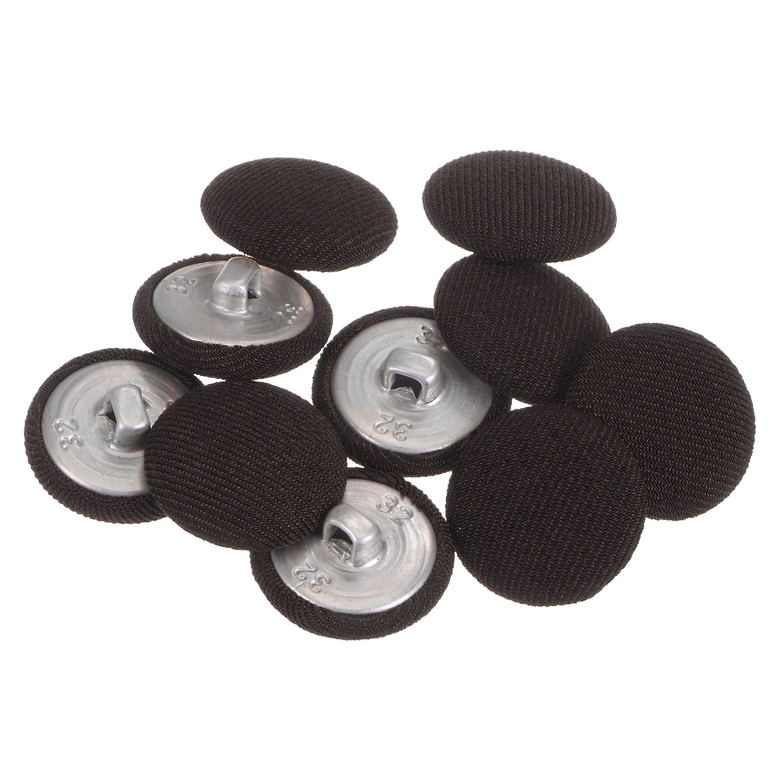 Uxcell 10pcs 32L Fabric Cloth Covered Button 20mm Metal Shank Round ...