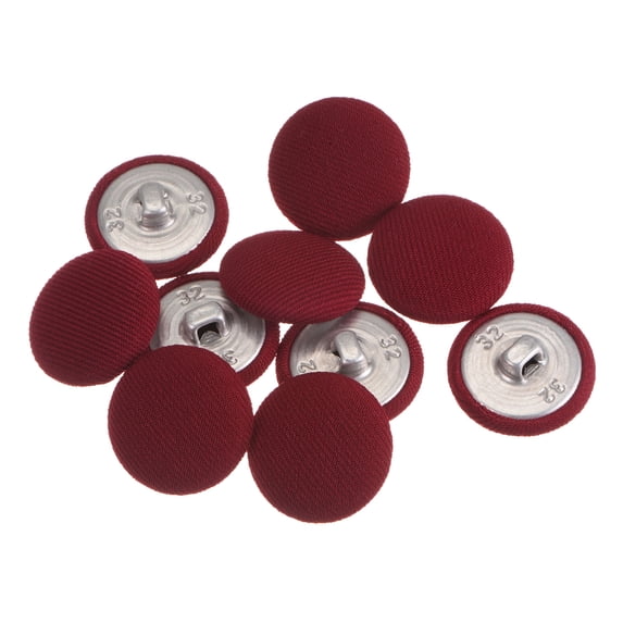 Uxcell 10pcs 32L Fabric Cloth Covered Button 20mm Metal Shank Round Sewing Buttons for Suits Dress Blouses, Caramel