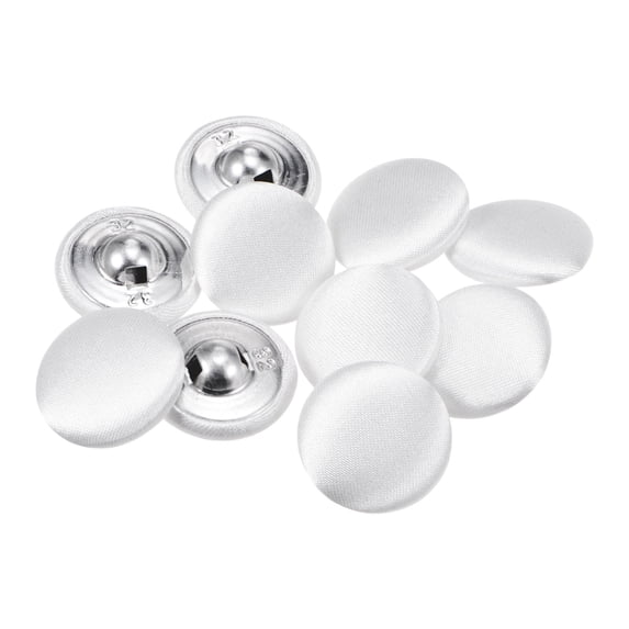 Uxcell 10pcs 32L Fabric Cloth Covered Button 20mm Round Metal Sewing Buttons for Suits Dress Blouses, White
