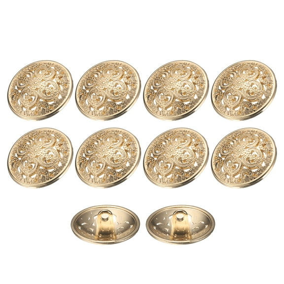 Uxcell 10pcs 32L Metal Round Hollow Sewing Buttons 20mm 4/5" Zinc Alloy Clothes Craft Replacement Button for Men Women Coat Uniform Shirt Suit, Gold Tone