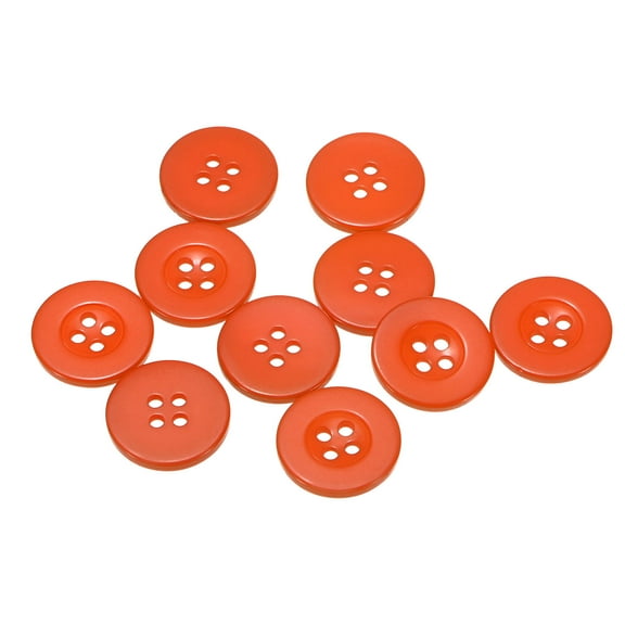 Uxcell 10pcs 32L Sewing Buttons 3/4"(20mm) Resin Round Flat 4-Hole Craft Replacement Buttons, Orange