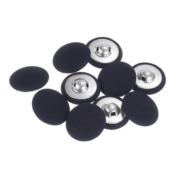 Uxcell 10pcs 34L Fabric Cloth Covered Button 21mm Metal Shank Round Sewing Buttons for Suits Dress Blouses, Deep Blue