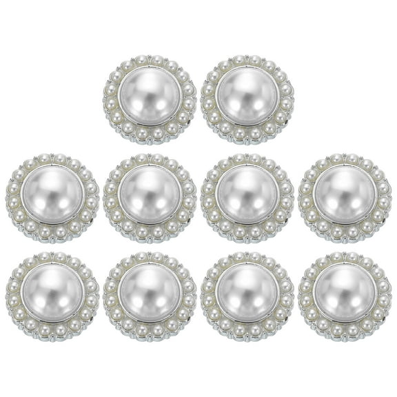 Uxcell 10pcs 35L Silver Faux Pearl Buttons 22mm 7/8" Plastic Round Sewing Button Replacement Craft Fastener for Coats Clothing DIY Decoration Crafts #6