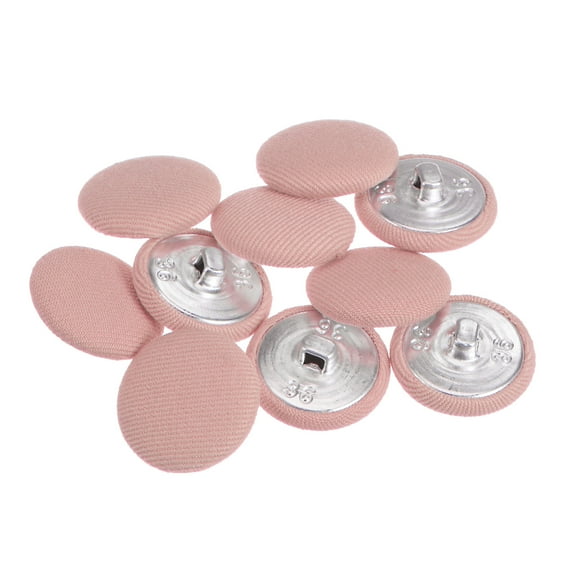 Uxcell 10pcs 36L Fabric Cloth Covered Button 23mm Metal Shank Round Sewing Buttons for Suits Dress Blouses, Pink