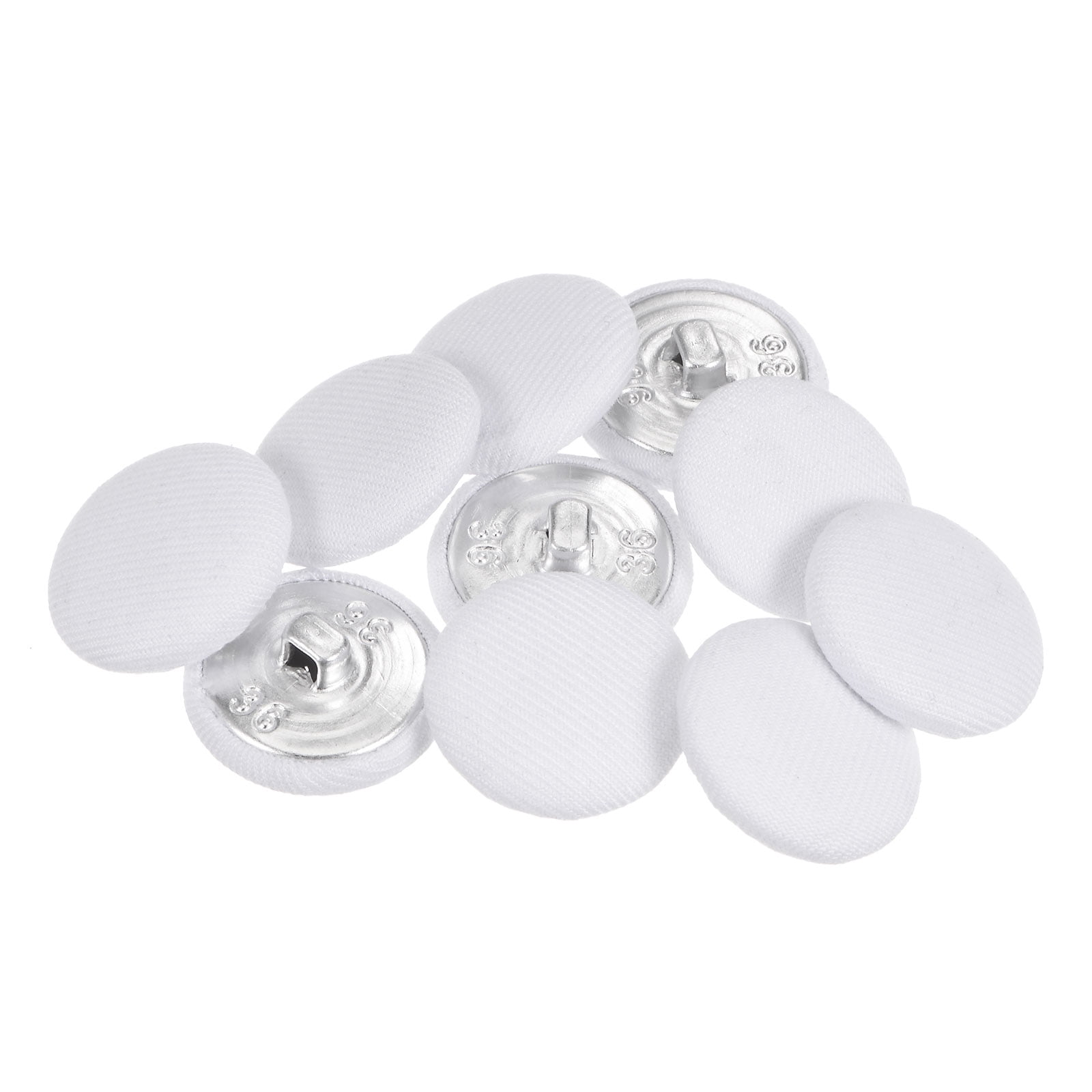 Uxcell 10pcs 36L Fabric Cloth Covered Button 23mm Metal Shank Round ...