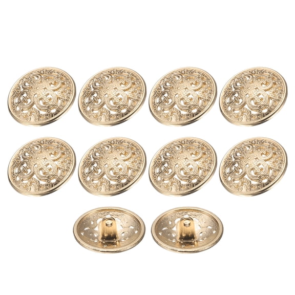 Uxcell 10pcs 36L Metal Round Hollow Sewing Buttons 23mm 7/8" Zinc Alloy Clothes Craft Replacement Button for Men Women Coat Uniform Shirt Suit, Gold Tone