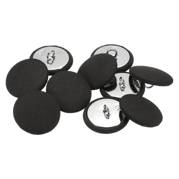 Uxcell 10pcs 40L Fabric Cloth Covered Button 25mm 1" Round Metal Shank Satin Sewing DIY Craft Buttons for Bridal Wedding Suits Dress Blouses Sweaters, Black