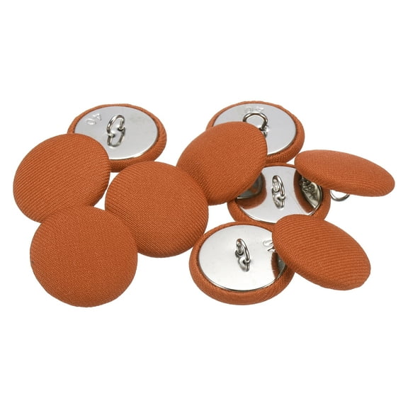 Uxcell 10pcs 40L Fabric Cloth Covered Button 25mm 1" Round Metal Shank Satin Sewing DIY Craft Buttons for Bridal Wedding Suits Dress Blouses Sweaters, Orange
