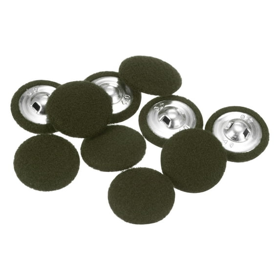 Uxcell 10pcs 40L Fabric Cloth Covered Button 25mm Round Holes Metal Shank Sewing Buttons for Dress Blouses Navy Green