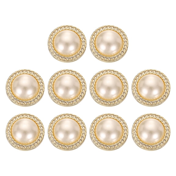 Uxcell 10pcs 40L Gold Faux Pearl Buttons 25mm 1" Plastic Round Sewing Button Replacement Craft Fastener for Coats Clothing DIY Decoration Crafts #3