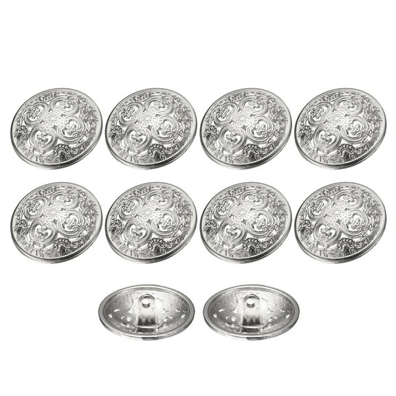 Uxcell 10pcs 40L Metal Round Hollow Sewing Buttons 25mm 1" Zinc Alloy Clothes Craft Replacement Button for Men Women Coat Uniform Shirt Suit, Silver Tone