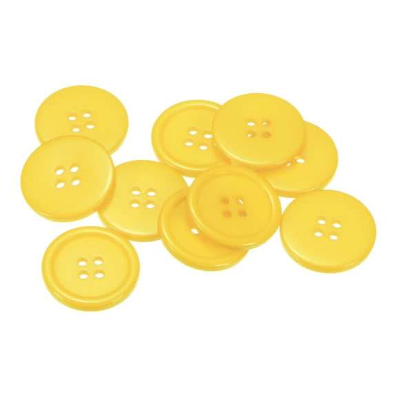 Uxcell 10Pcs 40L Sewing Buttons 1"(25mm) Resin Round Flat 4-Hole Craft Buttons for Sewing Clothing DIY, Yellow