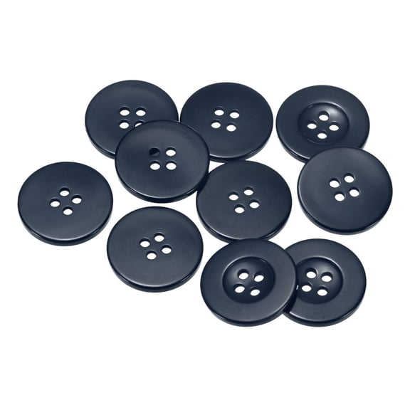 Uxcell Resin Sewing Buttons Round Flat 4-Hole Craft Buttons for Card Making Scrapbooking 10 Pcs Navy Blue 25mm