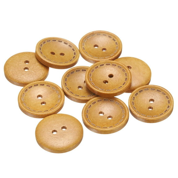Uxcell 10pcs 40L Wooden Sewing Button 1"(25mm) 2 Holes Wood Round Craft Replacement Buttons for Sewing Clothing Pillow DIY Crafts Decoration, Orange