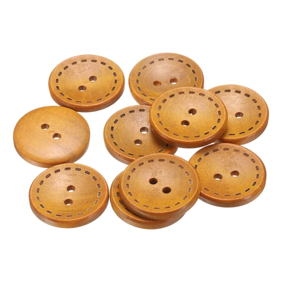 Uxcell 10pcs 44L Wooden Sewing Button 1-1/8"(28mm) 2 Holes Wood Round Craft Replacement Buttons for Sewing Clothing Pillow DIY Crafts Decoration, Orange