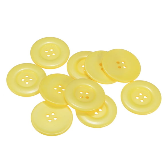 Uxcell 10pcs 60L Sewing Buttons 1-1/2"(38mm) Resin Round Flat 4-Hole Craft Buttons for Sewing Clothing DIY, Light Yellow
