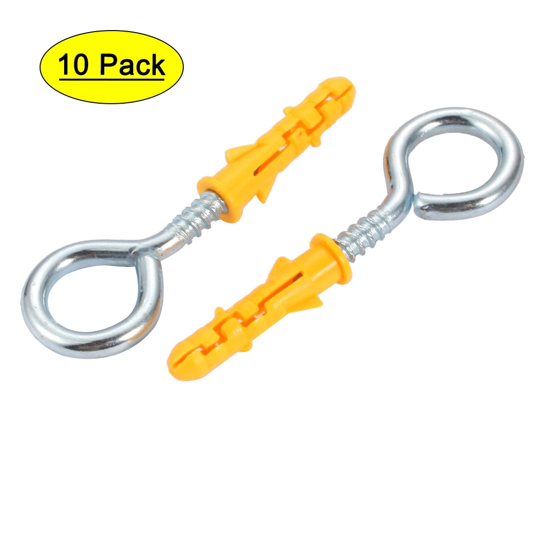Uxcell 10pcs 6mmx30mm Self Drilling Drywall Anchor Yellow w 12.5mm Inner Dia Screw Hook