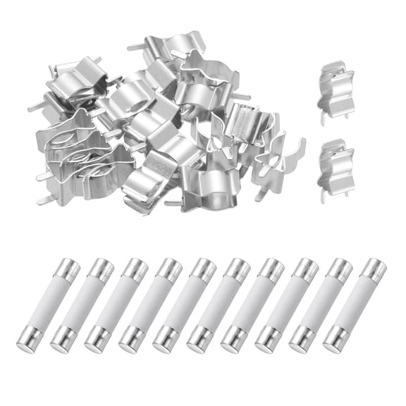 Uxcell 10pcs 7A 250V Fast Blow Ceramic Fuse, 7Amp Cartridge Quick Blow Fuses 6x30mm with 20pcs Clips