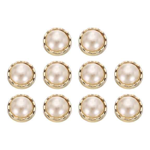 Uxcell 10pcs 18L Gold Faux Pearl Buttons 11.5mm 15/32" Plastic Round Sewing Button Replacement Craft Fastener for Coats Clothing DIY Decoration Crafts #13