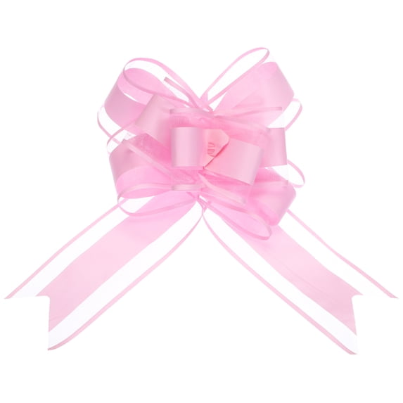 Uxcell 10pcs 9 Inch Extra Large Pull Bow Gift Wrapping Big Organza Bows Ribbon Pink for Wedding Baskets Presents
