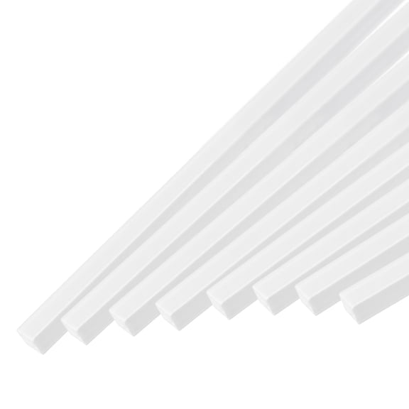 Uxcell 10Pcs ABS Square Rod 6x6x500mm ABS Plastic Stick Solid Bar White Plastic Rods