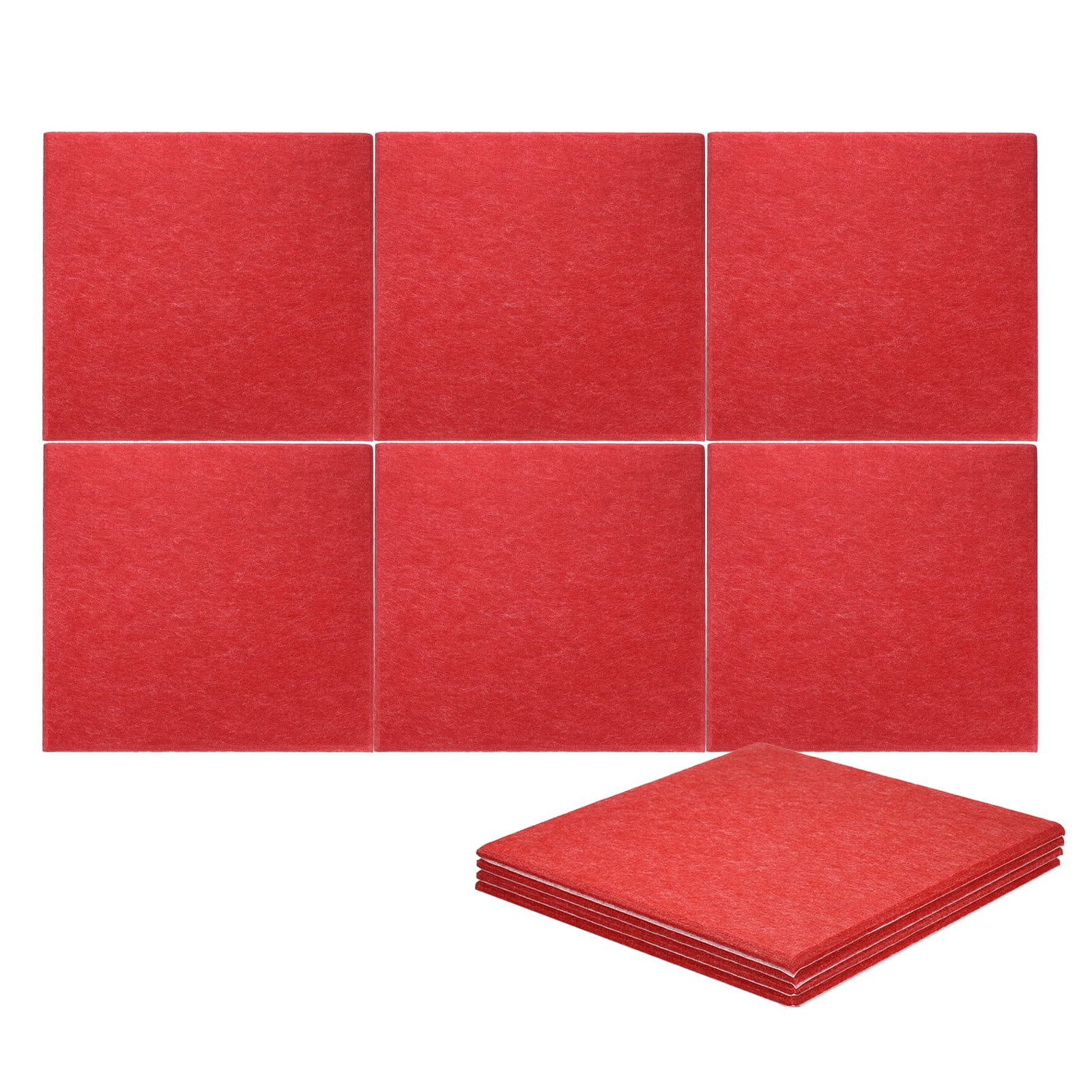 Uxcell 10pcs Acoustic Panels 11.8" x 11.8" x 0.3" Square Self Adhesive Sound Proof Wall Panels High Density Sound Deadening Foam Panel for Home Office Recording Room Studio, Red