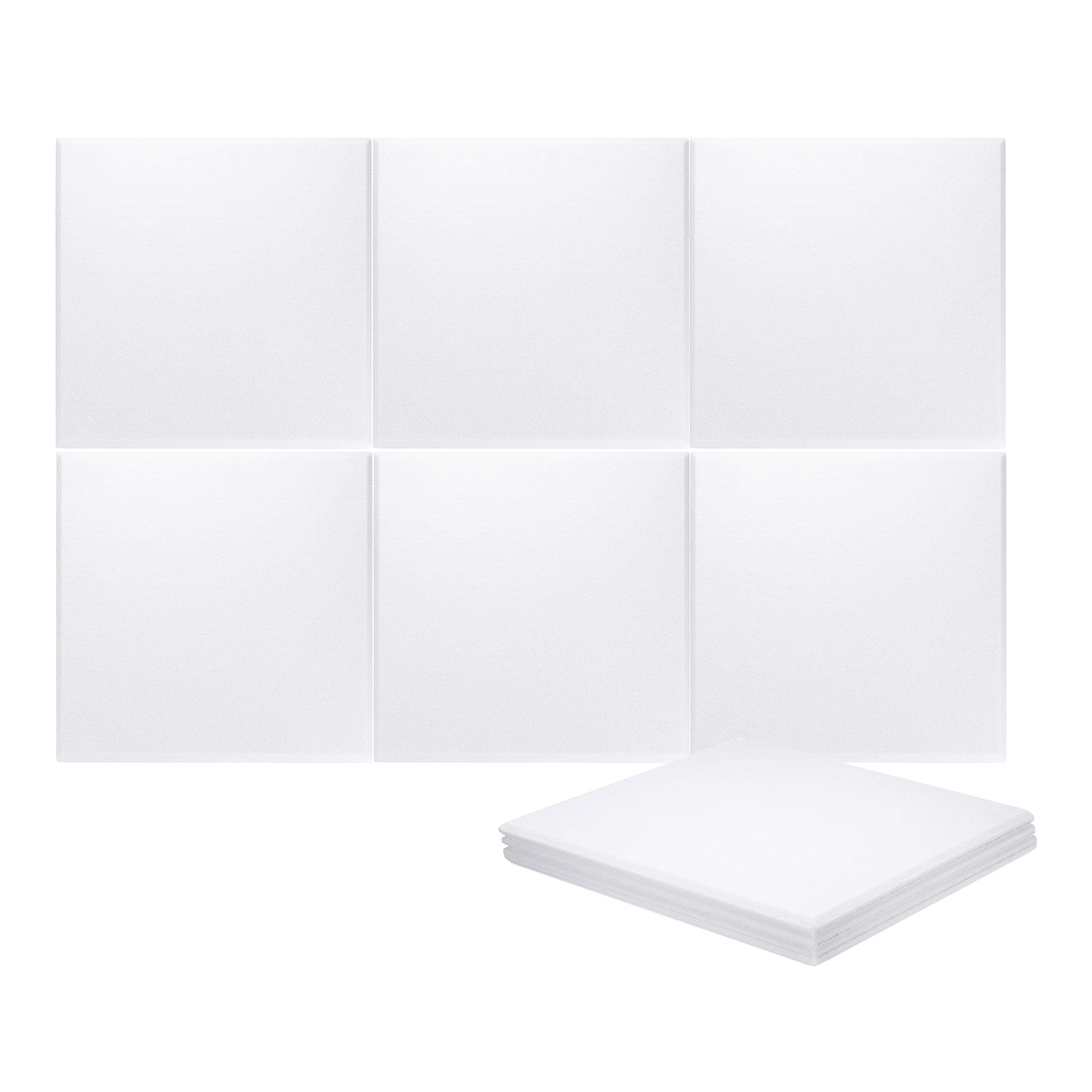 Uxcell 10pcs Acoustic Panels 11.8" x 11.8" x 0.3" Square Self Adhesive Sound Proof Wall Panels High Density Sound Deadening Foam Panel for Home Office Recording Room Studio, White