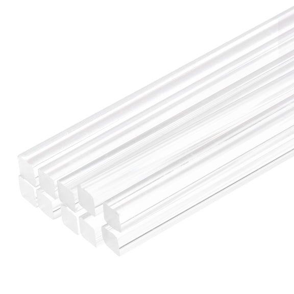 Uxcell 10pcs Acrylic Square Rods 3/16" x 8" Clear Acrylic Dowel Rods Sticks Acrylic Plastic Sticks Strip for DIY Crafts Lighting Gardening Decorations - 5mm x 200mm