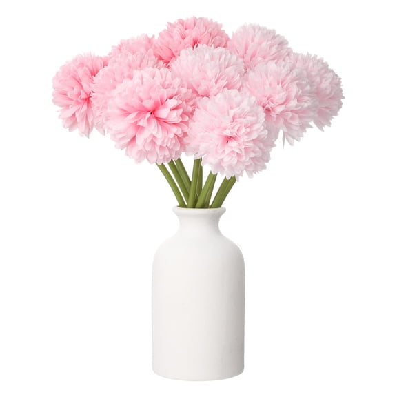 Uxcell 10pcs Artificial Chrysanthemum Ball Flowers Faux Chrysanthemum Flowers Bouquet Silk Fake Mum Flower for Home Garden Wedding Party Decoration, Light Pink/Dark Pink