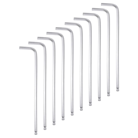 Uxcell 10pcs Ball End Hex Key Wrench 3/16" L-Shape Long Arm Hexagon SAE Wrenches Chrome Vanadium Steel Repairing Tool